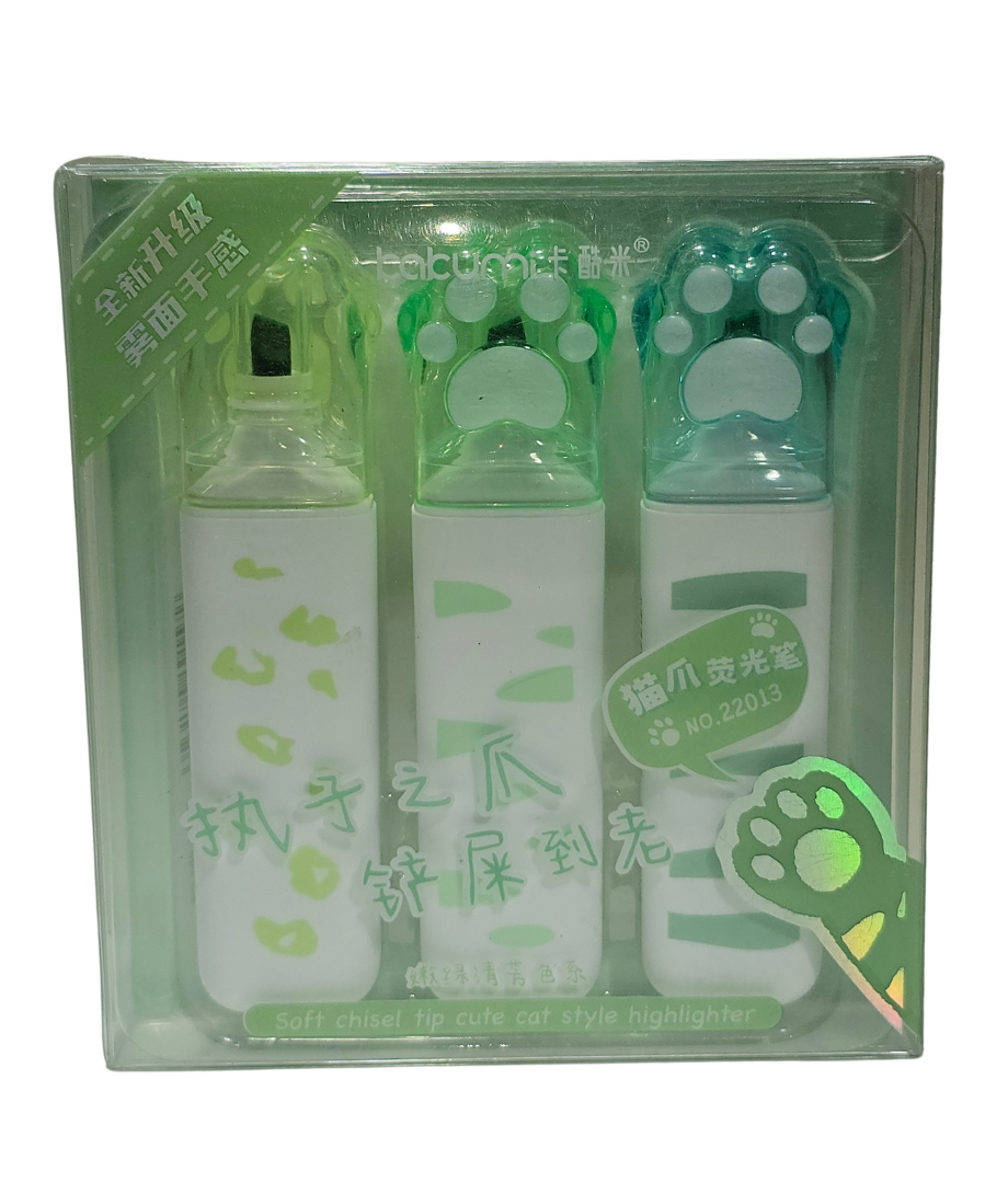 Resaltadores Huella De Gato 3 Pcs