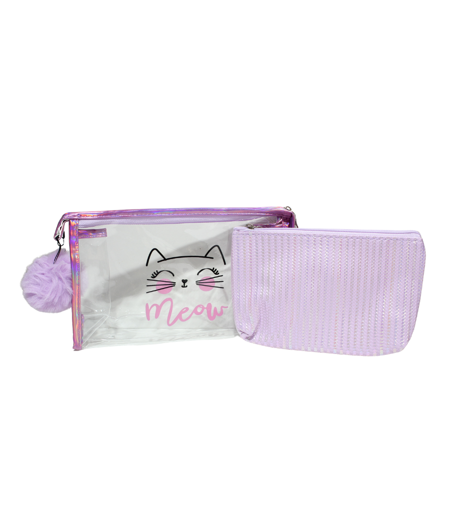 Cosmetiquera Gato 2 Pcs C/Pompom