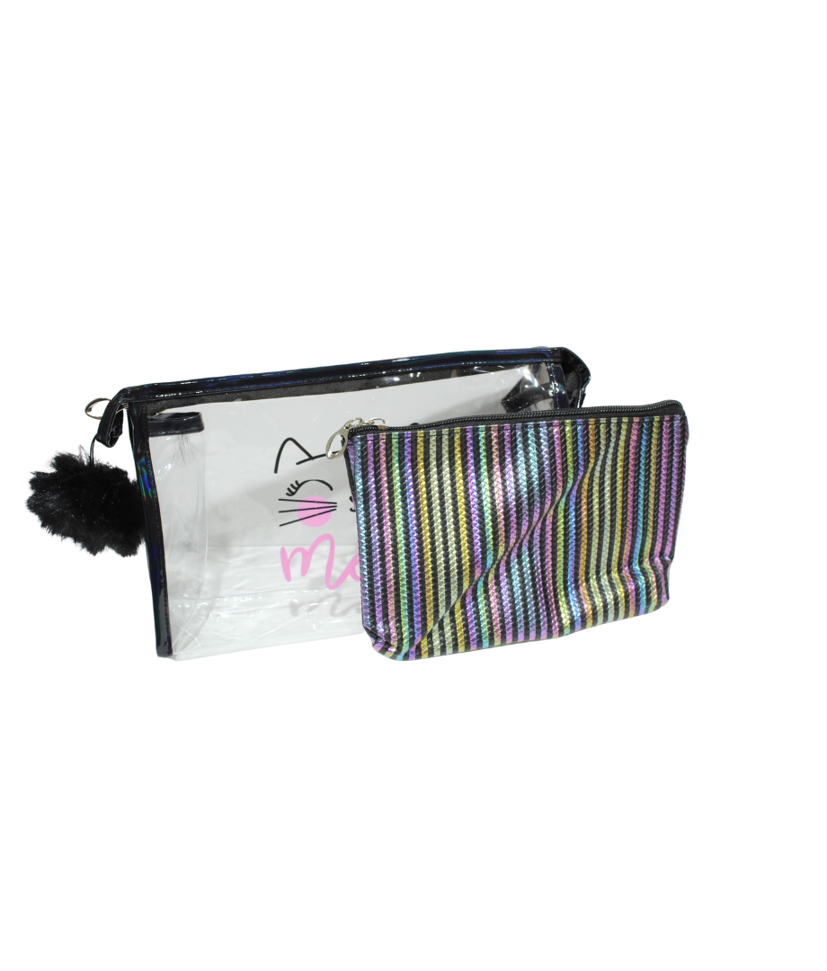 Cosmetiquera Gato 2 Pcs C/Pompom
