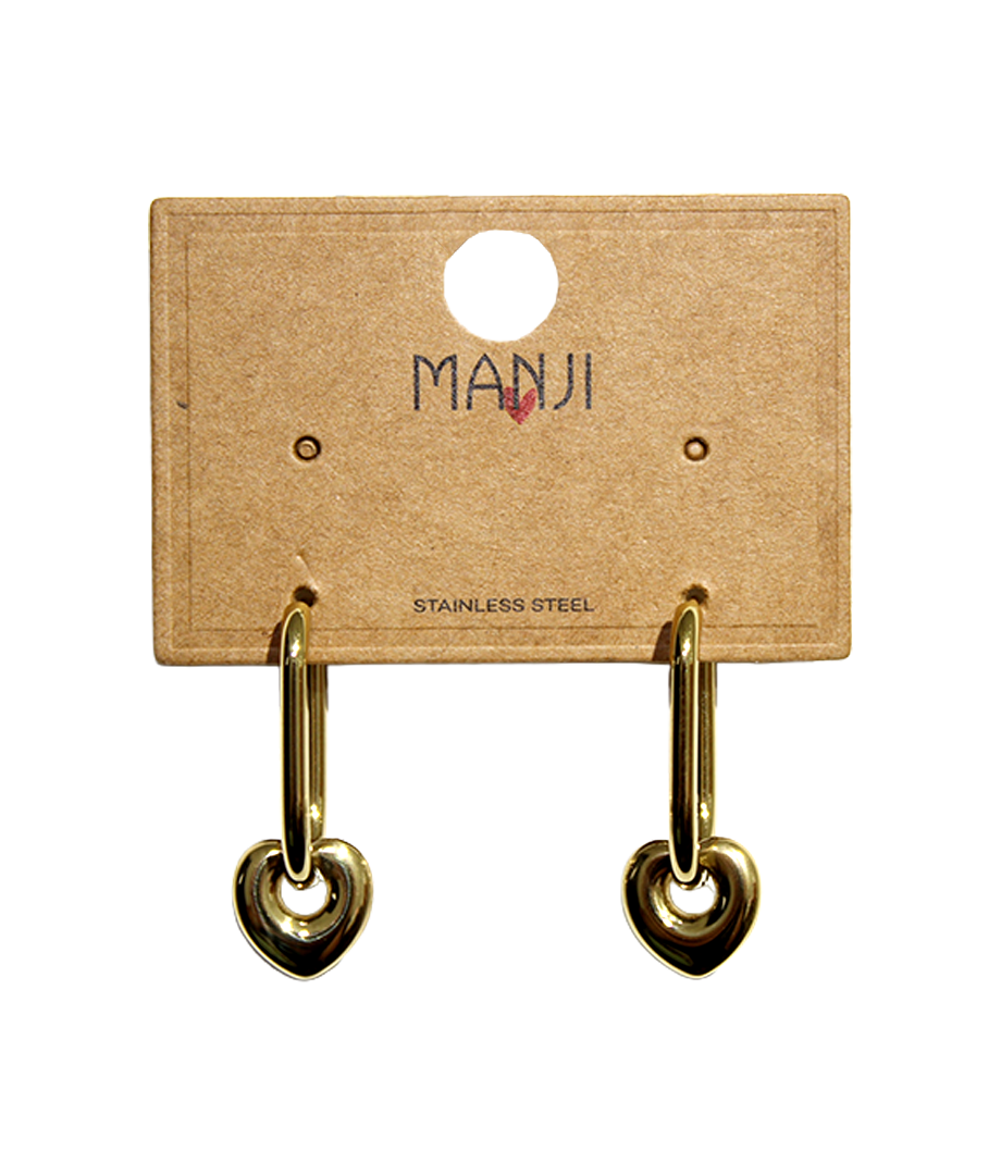 Aretes Argollas C/Corazon Dorado/Plateado  Acero Inoxidable