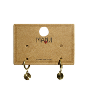 Aretes Argollas Mini Dorado/Plateado Con Dije Acero Inoxidable