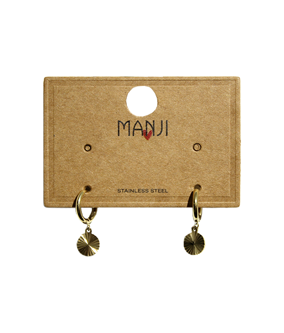Aretes Argollas Mini Dorado/Plateado Con Dije Acero Inoxidable