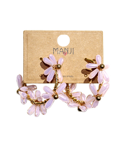 Aretes Argollas Dorado/Plateado  Flores Acero Inoxidable