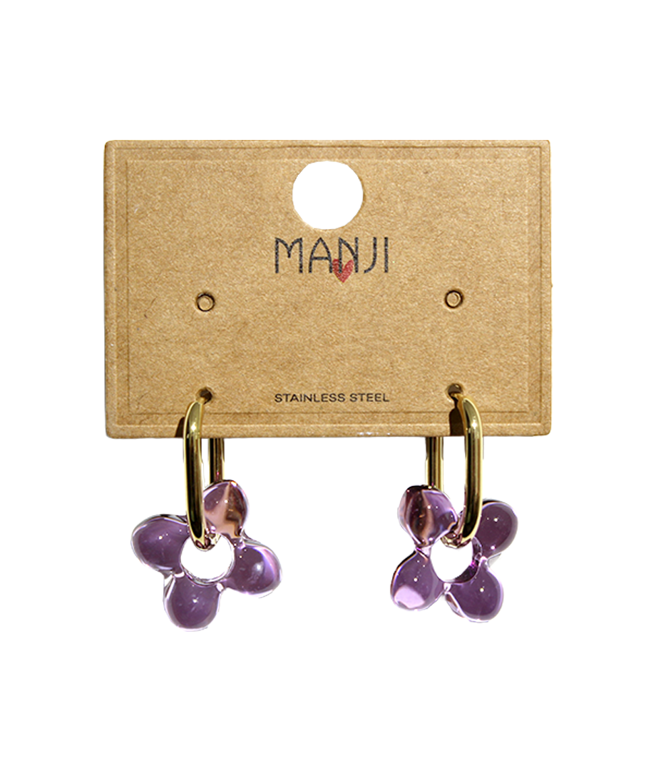 Aretes Argollas Dorado/Plateado  C/Flor Acero Inoxidable
