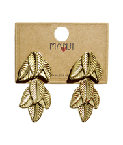 Aretes Dorado/Plateado Hojas Acero Inoxicable
