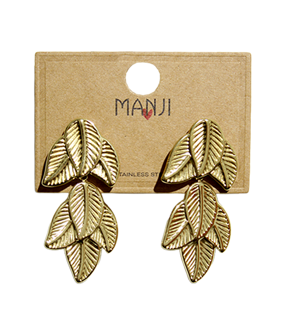 Aretes Dorado/Plateado Hojas Acero Inoxicable
