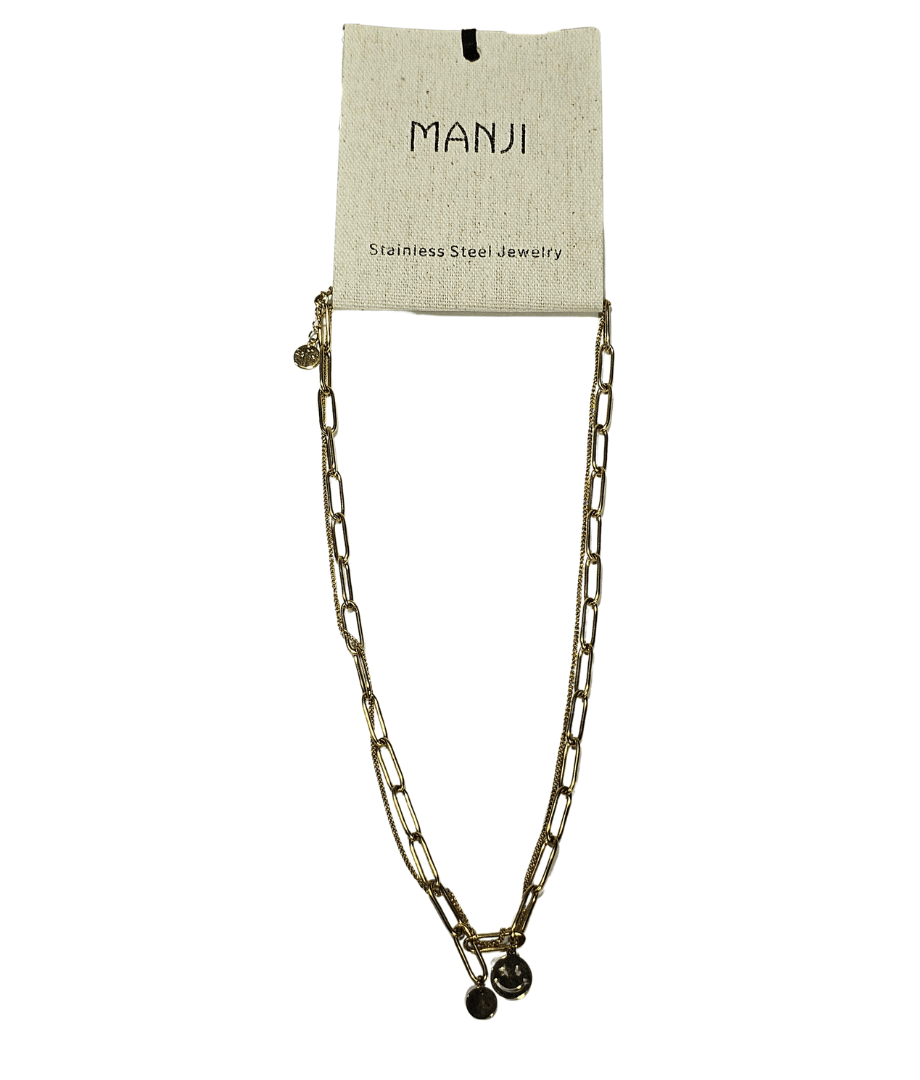 Collar Chocker Dorado Doble Carita  Acero Inoxidable