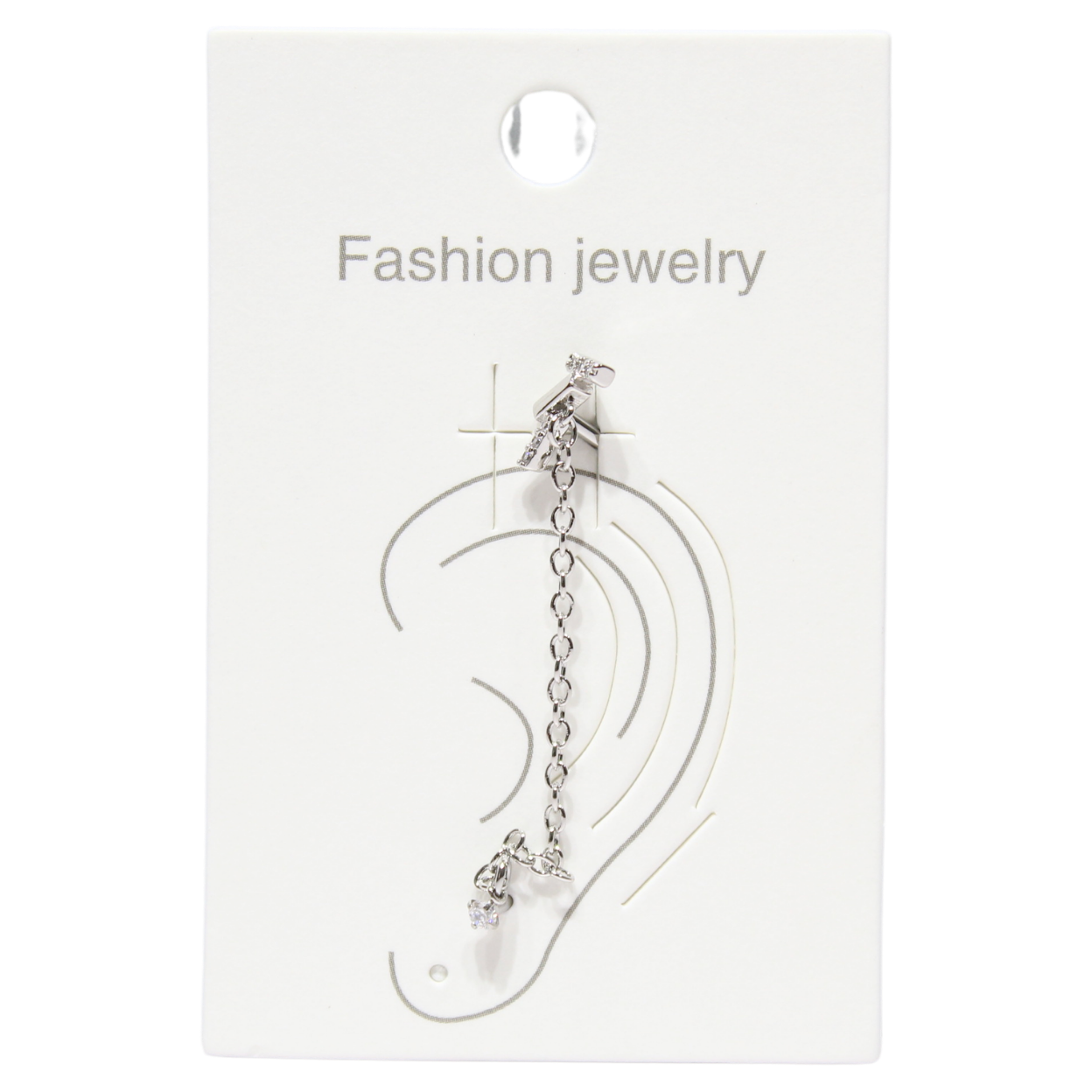 Ear Cuff Cadena Plateado