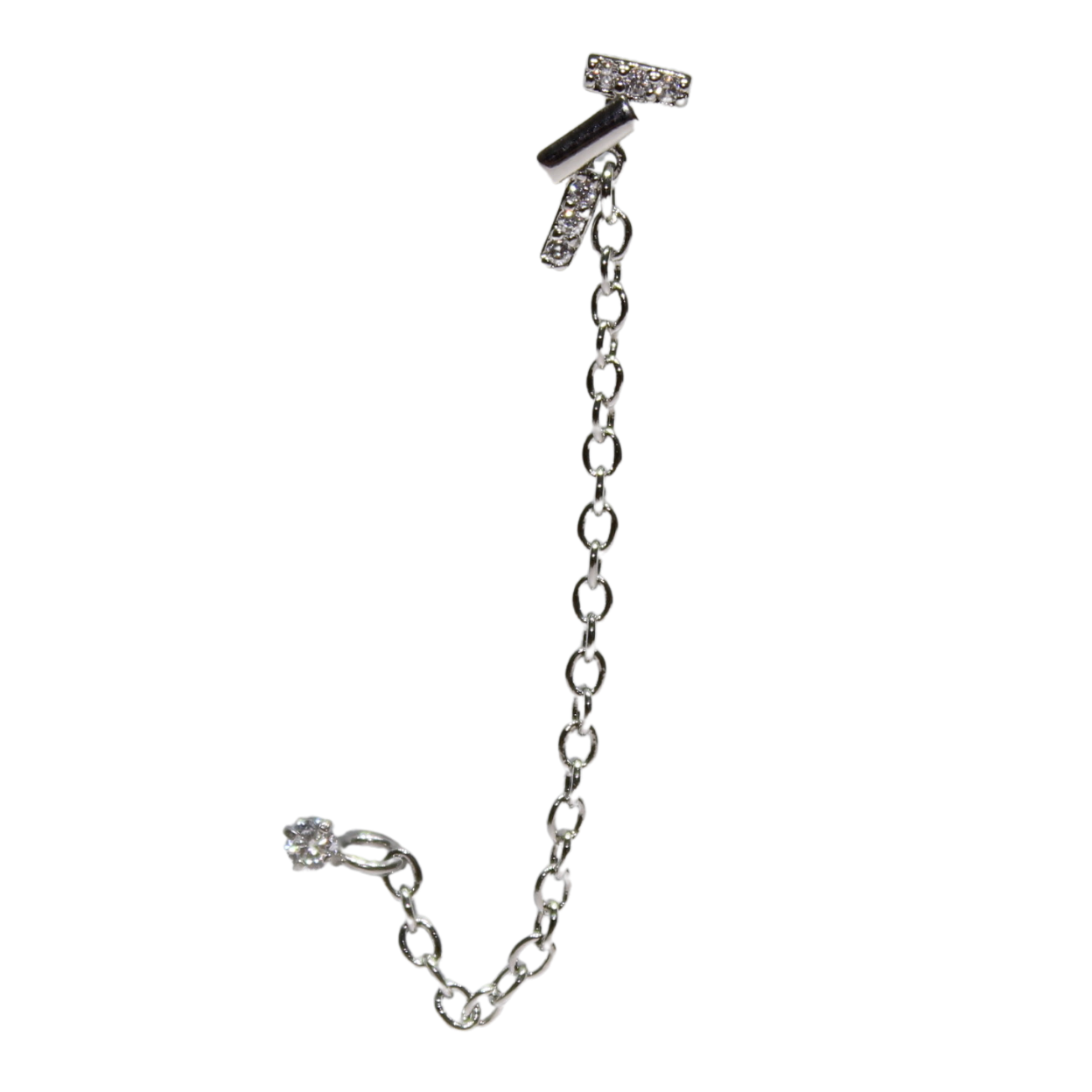 Ear Cuff Cadena Plateado