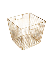 Cesta Metalica Cuad Dorada 25X27X27Cm