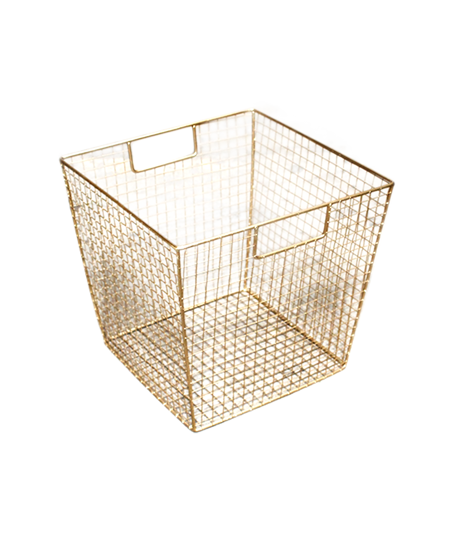 Cesta Metalica Cuad Dorada 25X27X27Cm