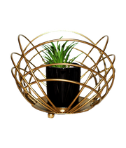 Maceta Dorada Metalica C/Planta Artificial 15X12Cm