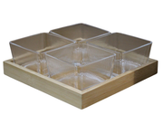 Organizador De Aperitivos Con Bandeja Madera 5Pcs