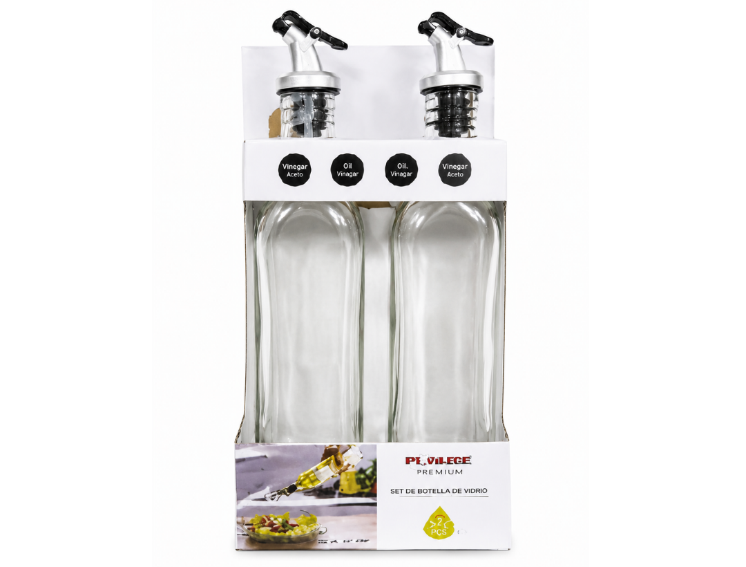 Botella P/Aceite De Vidrio 500Ml 2Pcs