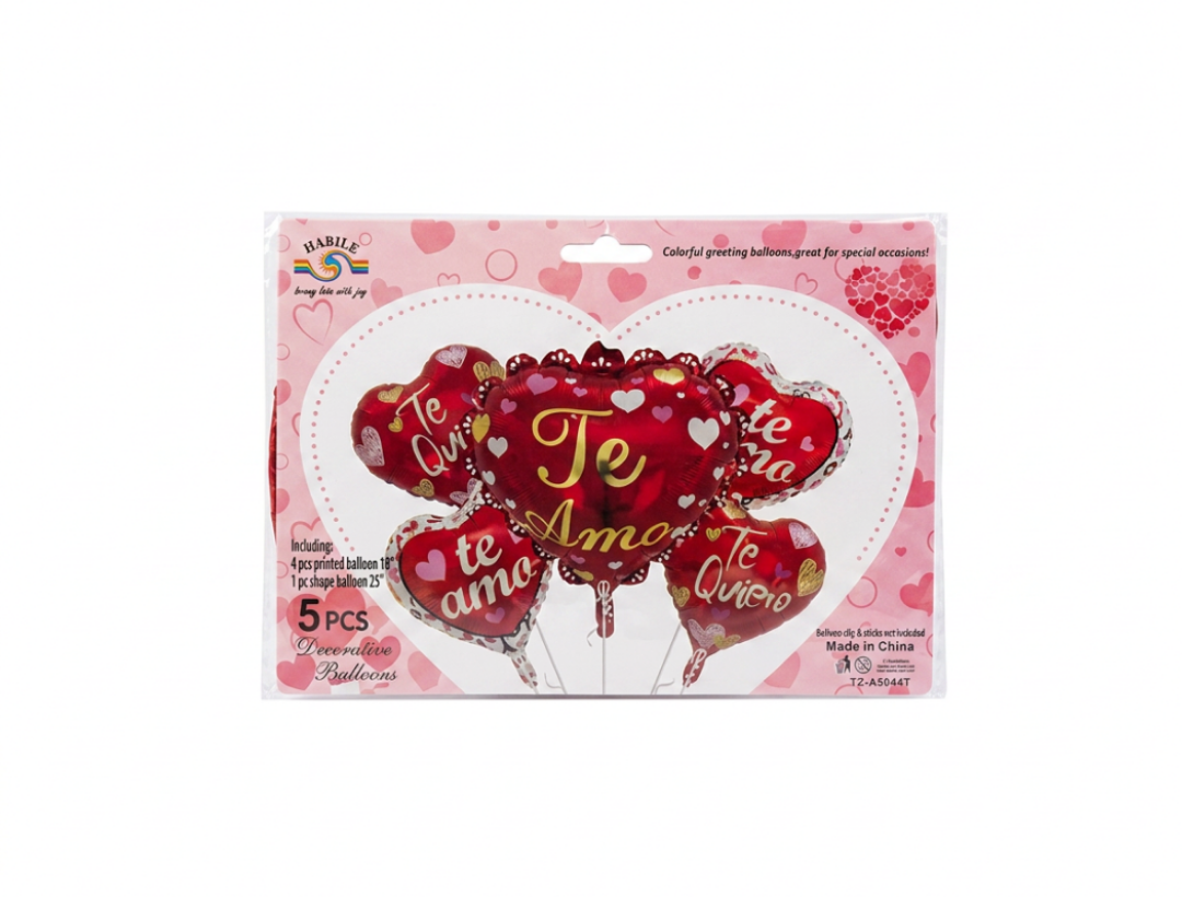 Globo Metalico Te Amo-Te Quiero 5Pcs