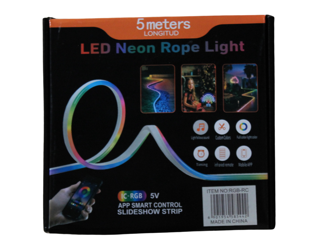 Manguera Luces Led Neon Decorativas P/Exteriores 5Mts C/Control