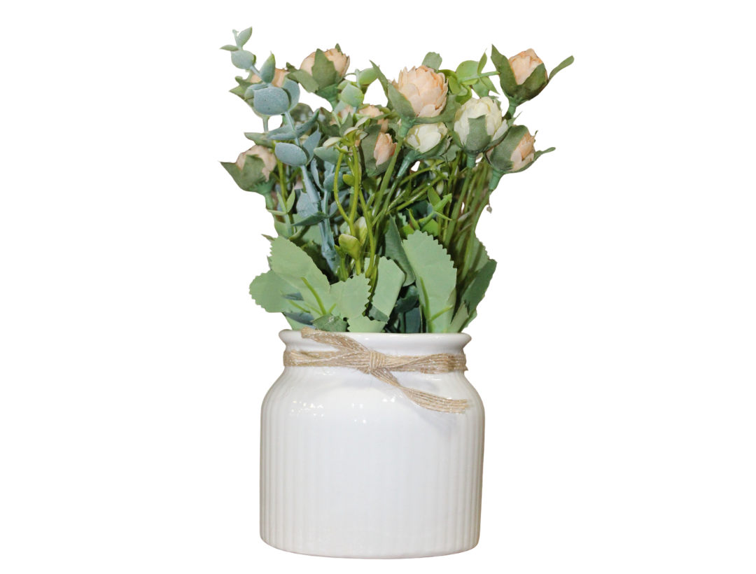 Maceta Ceramica C/Flores 22Cm