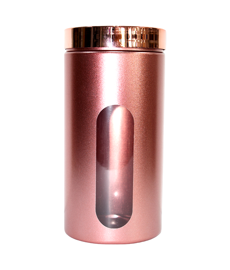 Recipiente 2L Plast C/Tapa Dec Metalico Rosa Red