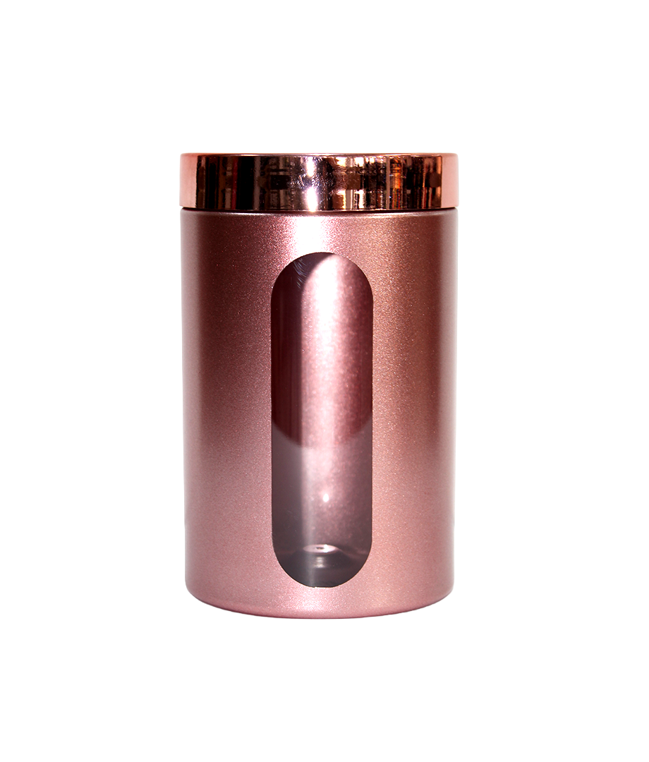 Recipiente 1.5L Plast C/Tapa Dec Metalico Rosa Red