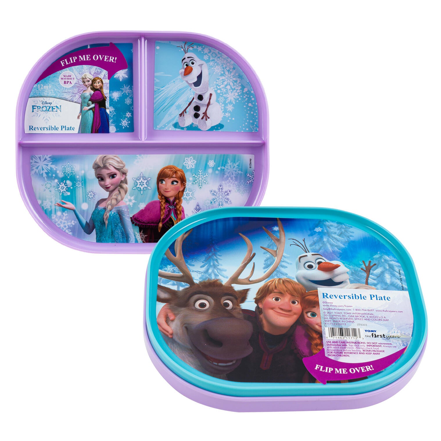 Plato Reversible con Divisiones Disney Ovalado, 20 × 18 cm