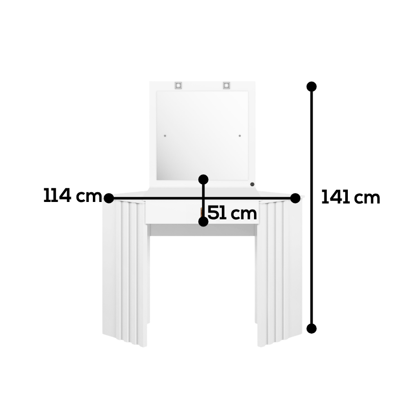 Tocador Esquinero Glitter Blanco LED