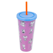 Vaso Plástico Peanuts con Pajilla y Tapa, 697 ml